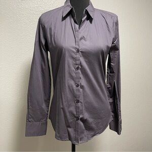 Old Navy Long Sleeve Fitted Poplin Women’s Top Gray MEDIUM